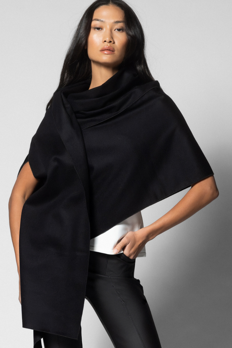 Wool/Cashmere Caress Wrap - Black – Maria Pinto