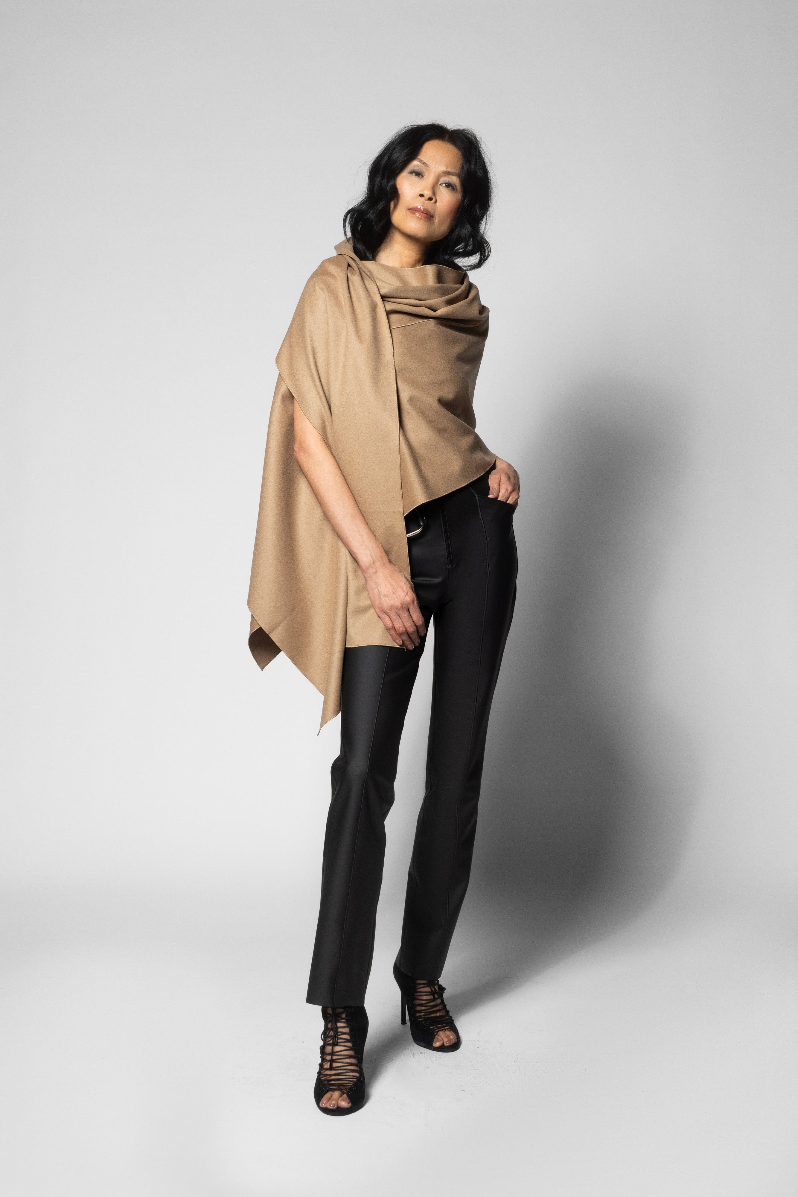 Wool/Cashmere Caress Wrap - Camel – Maria Pinto