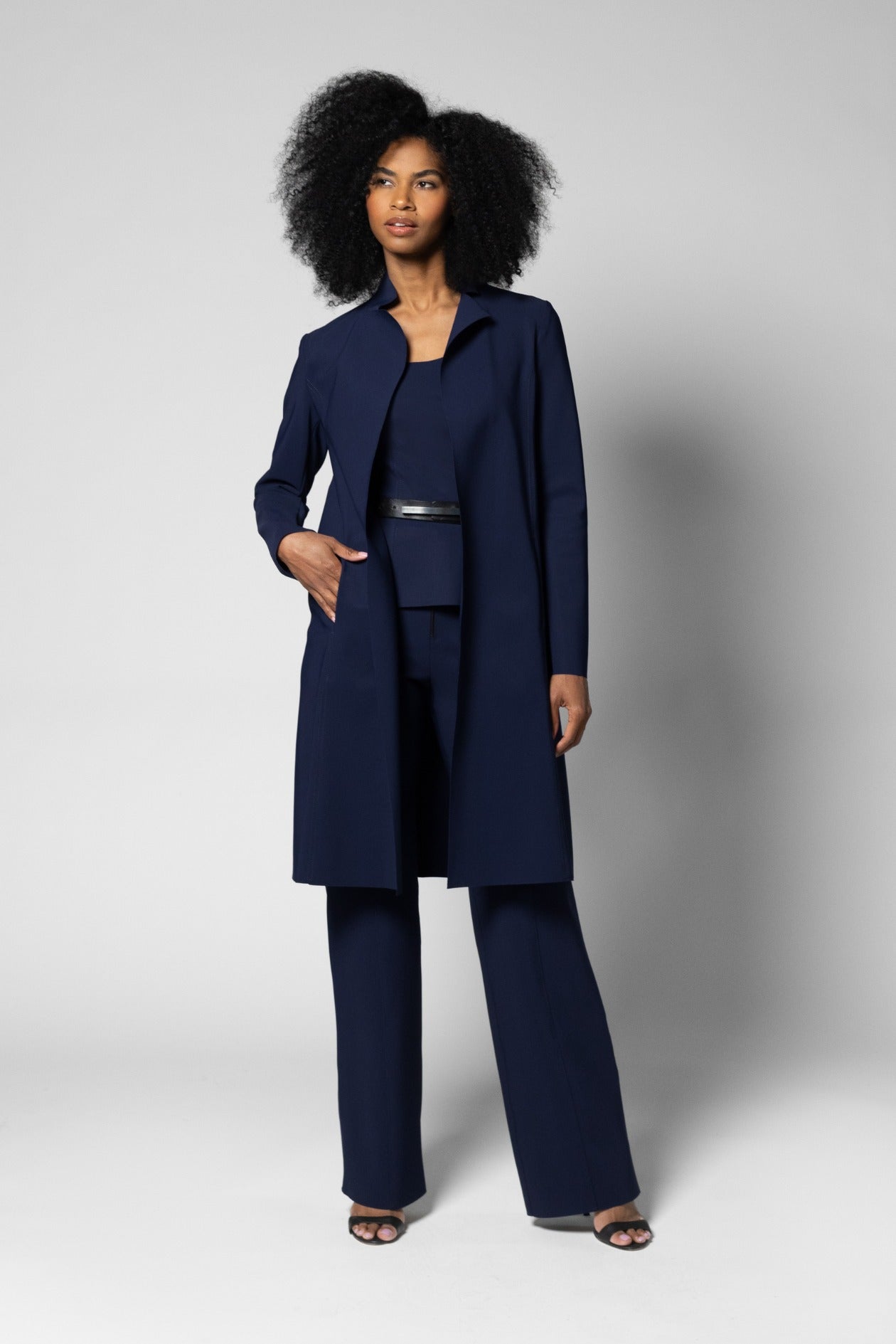 Long Coat Ladies Wool Reefer Jacket Wool Pea Ladies Navy Wool