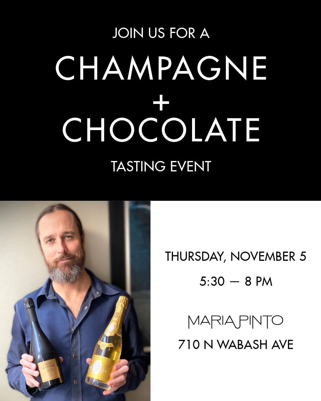Annual Champagne + Chocolate Tasting Event