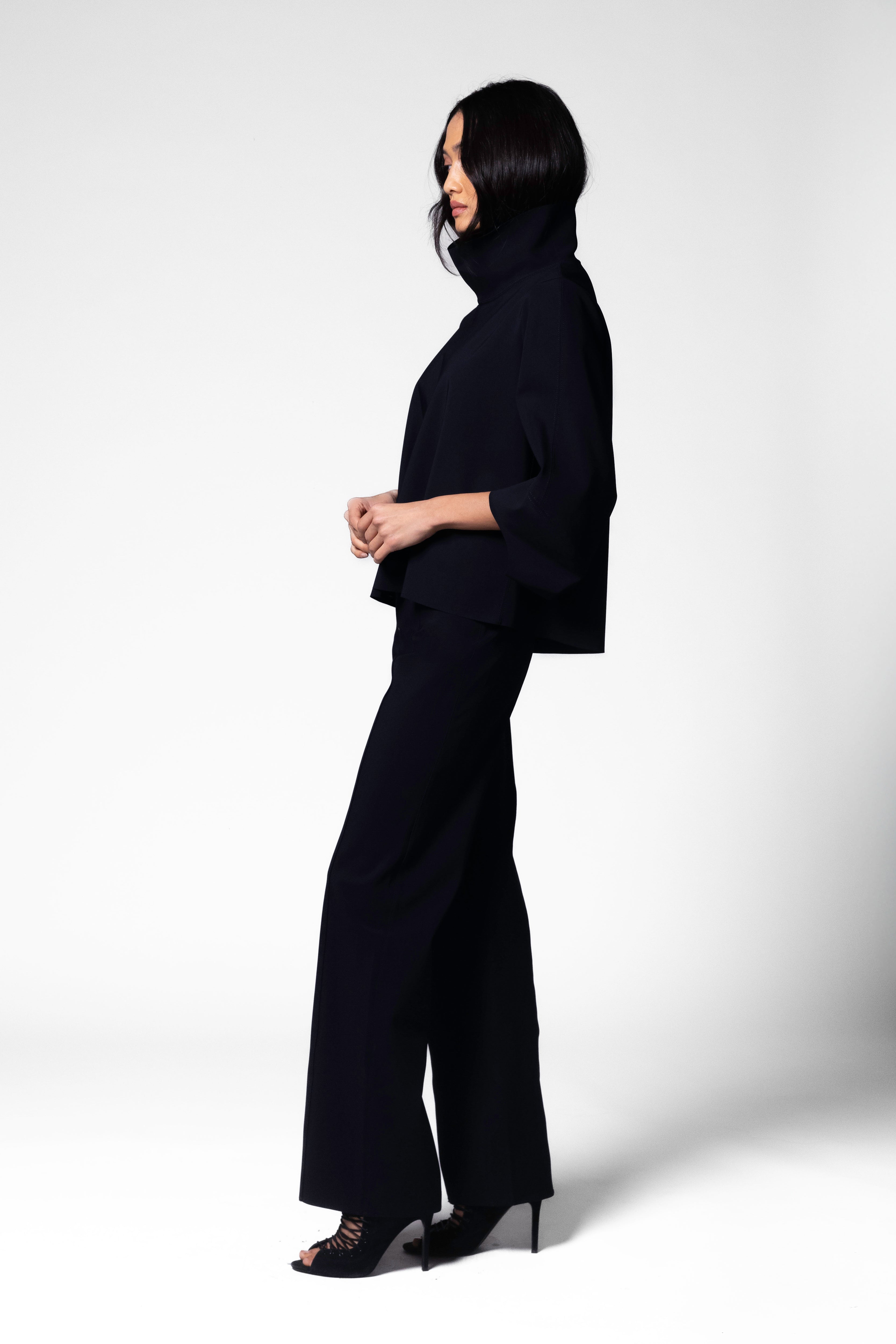 CELLULOSE LAWN PLACKET BLACK MESH TP BLOUSE – THE SHOP YOHJI